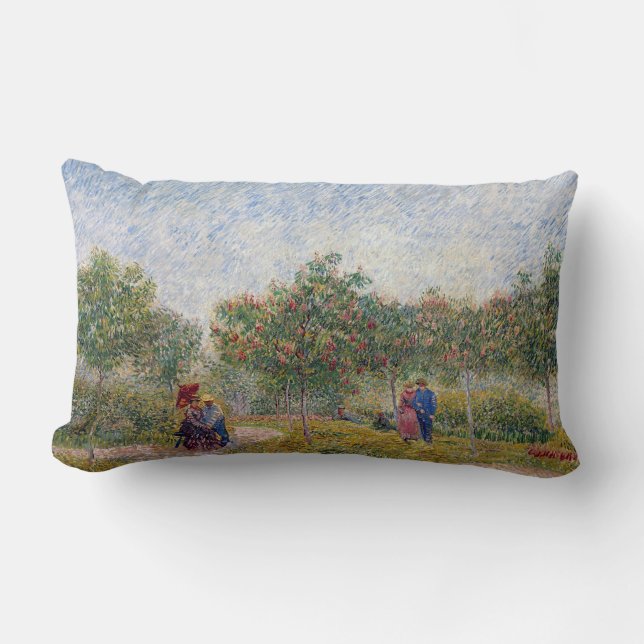 Vincent van Gogh Garden in Montmarte with Lovers Lumbar Cushion (Front)
