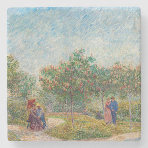 Vincent van Gogh - Garden in Montmarte with Lovers Stone Coaster