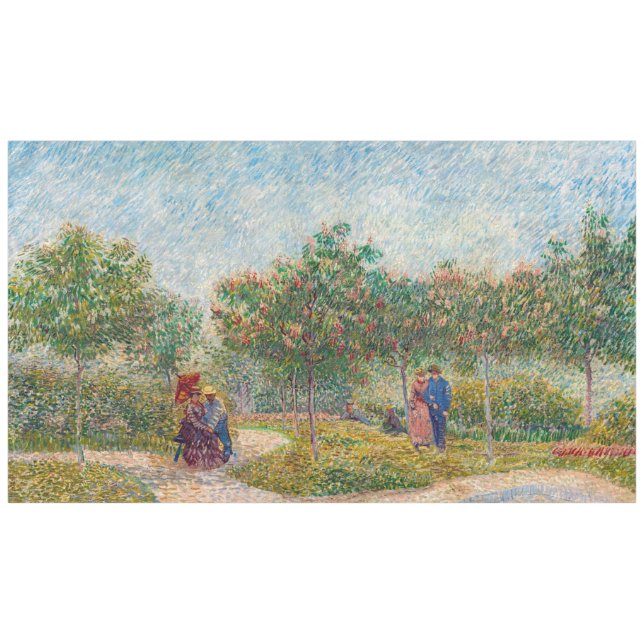 Vincent van Gogh - Garden in Montmarte with Lovers Tablecloth (Front (Horizontal))
