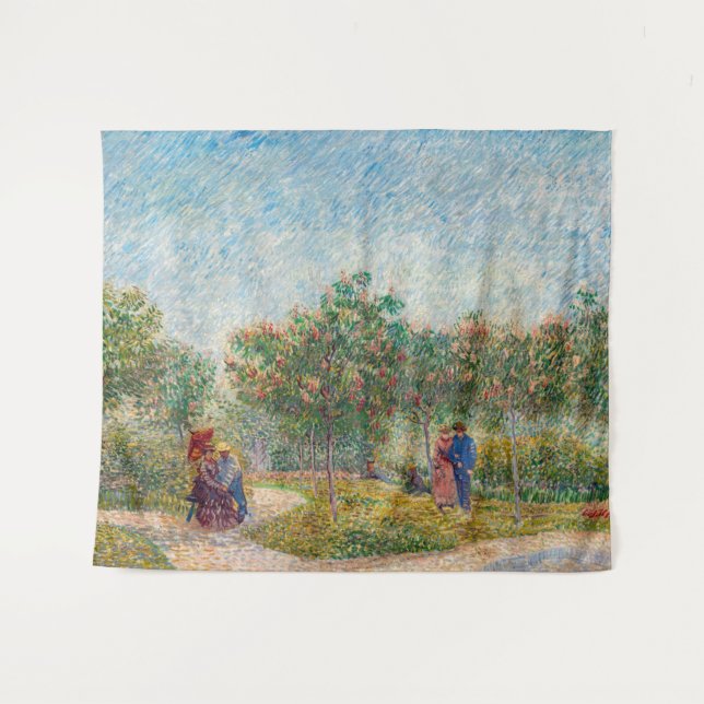 Vincent van Gogh - Garden in Montmarte with Lovers Tapestry (Front (Horizontal))
