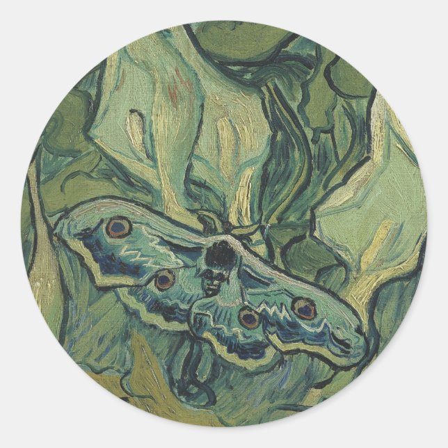 Vincent van Gogh - Great Peacock Moth Classic Round Sticker (Front)