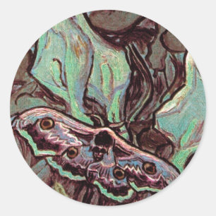 Vincent Van Gogh - Great Peacock Moth Fine Art Classic Round Sticker