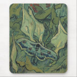 Vincent van Gogh - Great Peacock Moth Mouse Pad<br><div class="desc">Great Peacock Moth (1889) by Vincent van Gogh is a vintage fine art still life post impressionism nature painting. An insect, the Emperor Moth, in a spring garden with Calla Lily flowers and other plants. Van Gogh called it a 'death's-head moth' and painted a skull on the back of its...</div>