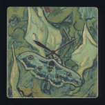 Vincent van Gogh - Great Peacock Moth Square Wall Clock<br><div class="desc">Great Peacock Moth (1889) by Vincent van Gogh is a vintage fine art still life post impressionism nature painting. An insect, the Emperor Moth, in a spring garden with Calla Lily flowers and other plants. Van Gogh called it a 'death's-head moth' and painted a skull on the back of its...</div>