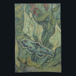 Vincent van Gogh - Great Peacock Moth Tea Towel<br><div class="desc">Great Peacock Moth (1889) by Vincent van Gogh is a vintage fine art still life post impressionism nature painting. An insect, the Emperor Moth, in a spring garden with Calla Lily flowers and other plants. Van Gogh called it a 'death's-head moth' and painted a skull on the back of its...</div>