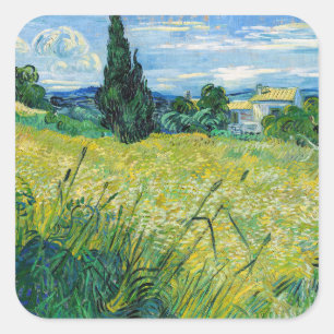 Vincent van Gogh - Green Wheat Field with Cypress Square Sticker