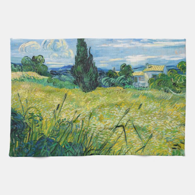 Vincent van Gogh - Green Wheat Field with Cypress Tea Towel (Horizontal)