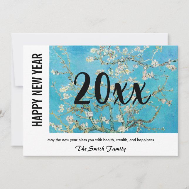 Vincent van Gogh - Happy New Year / Almond Blossom Holiday Card (Front)