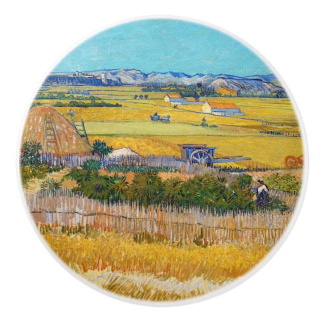 Vincent van Gogh - Harvest at La Crau Ceramic Knob (Front)