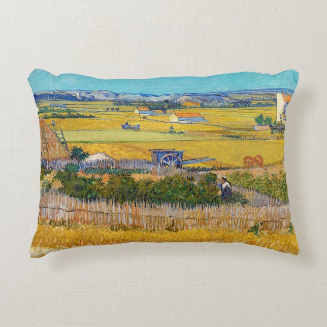 Vincent van Gogh - Harvest at La Crau Decorative Cushion (Front)