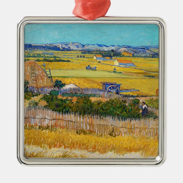 Vincent van Gogh - Harvest at La Crau Metal Tree Decoration (Front)