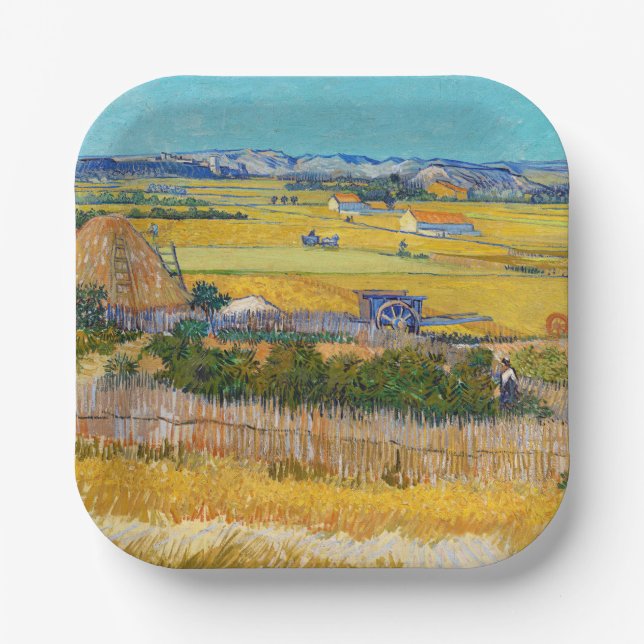 Vincent van Gogh - Harvest at La Crau Paper Plate (Front)