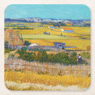 Vincent van Gogh - Harvest at La Crau Square Paper Coaster