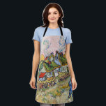 Vincent van Gogh - Houses and Figure Apron<br><div class="desc">Houses and Figure / Thatched Cottages in the Sunshine Reminiscence of the North - Vincent van Gogh,  1890</div>