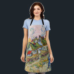 Vincent van Gogh - Houses and Figure Apron<br><div class="desc">Houses and Figure / Thatched Cottages in the Sunshine Reminiscence of the North - Vincent van Gogh,  1890</div>