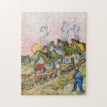 Vincent van Gogh - Houses and Figure Jigsaw Puzzle<br><div class="desc">Houses and Figure / Thatched Cottages in the Sunshine Reminiscence of the North - Vincent van Gogh,  1890</div>