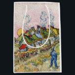 Vincent van Gogh - Houses and Figure Medium Gift Bag<br><div class="desc">Houses and Figure / Thatched Cottages in the Sunshine Reminiscence of the North - Vincent van Gogh,  1890</div>