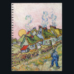 Vincent van Gogh - Houses and Figure Notebook<br><div class="desc">Houses and Figure / Thatched Cottages in the Sunshine Reminiscence of the North - Vincent van Gogh,  1890</div>
