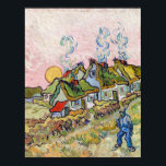 Vincent van Gogh - Houses and Figure Poster<br><div class="desc">Houses and Figure / Thatched Cottages in the Sunshine Reminiscence of the North - Vincent van Gogh,  1890</div>