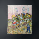 Vincent van Gogh - Houses and Figure Tapestry<br><div class="desc">Houses and Figure / Thatched Cottages in the Sunshine Reminiscence of the North - Vincent van Gogh,  1890</div>