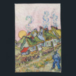 Vincent van Gogh - Houses and Figure Tea Towel<br><div class="desc">Houses and Figure / Thatched Cottages in the Sunshine Reminiscence of the North - Vincent van Gogh,  1890</div>
