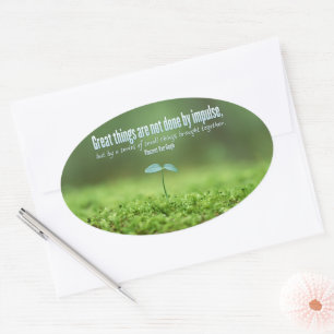 Vincent van Gogh Inspirational Quote Great Things Oval Sticker