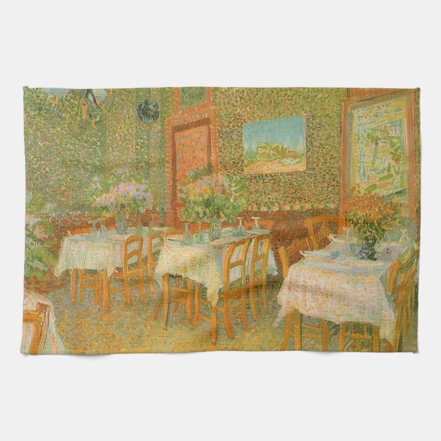Vincent van Gogh - Interior of a Restaurant Tea Towel (Horizontal)