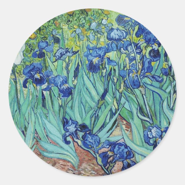 Vincent van Gogh Irises Classic Round Sticker (Front)