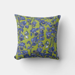 Vincent Van Gogh Irises Cobalt Blue Apple Green Cushion