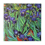 Vincent Van Gogh - Irises - Flower Lover Fine Art Tile<br><div class="desc">Oil on canvas from 1889 showing beautiful purple irises that Van Gogh painted while staying at the Asylum at Saint Paul-de-Mausole in Saint-Remy, France. While many versions of this painting show the flowers as blue, scientists studying the irises in one of Van Gogh's later paintings have found that the flowers...</div>