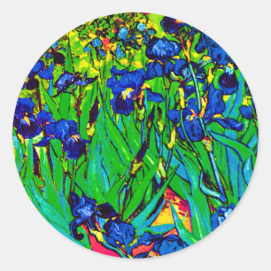 Vincent Van Gogh - Irises - Flower Lover Pop Art Classic Round Sticker