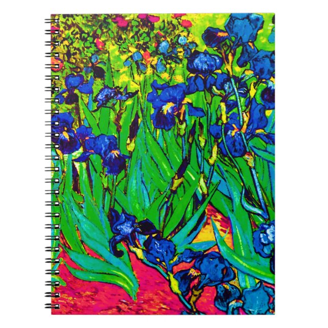 Vincent Van Gogh - Irises - Flower Lover Pop Art Spiral Notebook (Front)