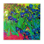Vincent Van Gogh - Irises - Flower Lover Pop Art Tile<br><div class="desc">Oil on canvas from 1889 showing beautiful purple irises that Van Gogh painted while staying at the Asylum at Saint Paul-de-Mausole in Saint-Remy, France. While many versions of this painting show the flowers as blue, scientists studying the irises in one of Van Gogh's later paintings have found that the flowers...</div>