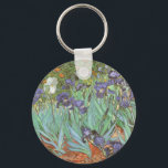 Vincent van Gogh - Irises Key Ring<br><div class="desc">Irises (1889) by Van Gogh is a vintage post impressionism fine art floral nature painting. A group of purple bearded irises and a single white iris flower growing in a garden. It was one of his first paintings while he was at the asylum in Saint-Remy-de-Provence. In 1987 it became the...</div>