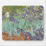 Vincent van Gogh - Irises Mouse Pad<br><div class="desc">Irises (1889) by Van Gogh is a vintage post impressionism fine art floral nature painting. A group of purple bearded irises and a single white iris flower growing in a garden. It was one of his first paintings while he was at the asylum in Saint-Remy-de-Provence. In 1987 it became the...</div>