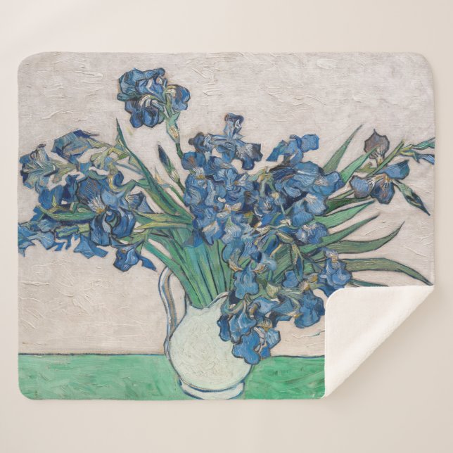Vincent van Gogh - Irises Sherpa Blanket (Front (Horizontal))