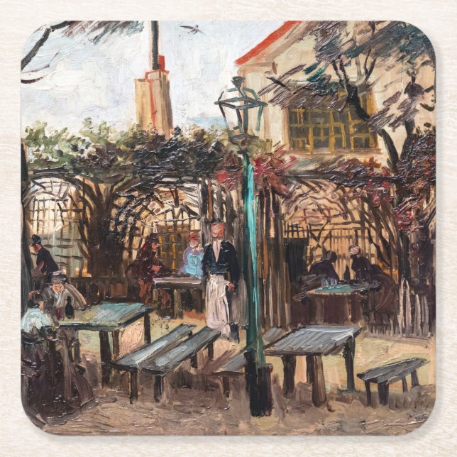 Vincent Van Gogh - La Guinguette on Montmartre Square Paper Coaster (Front)