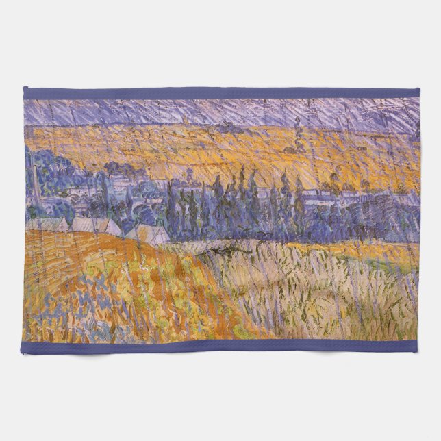 Vincent van Gogh - Landscape at Auvers in the Rain Tea Towel (Horizontal)