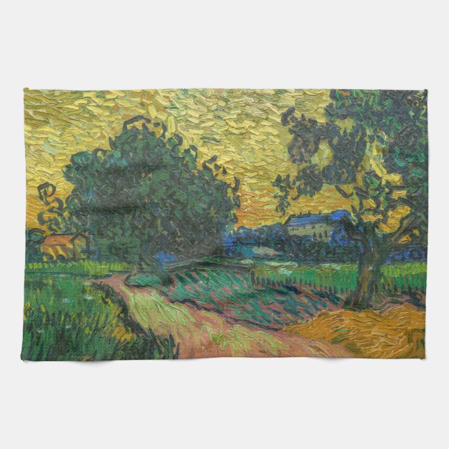 Vincent van Gogh - Landscape at Twilight Tea Towel (Horizontal)