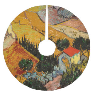 Vincent van Gogh - Landscape, House and Ploughman Brushed Polyester Tree Skirt