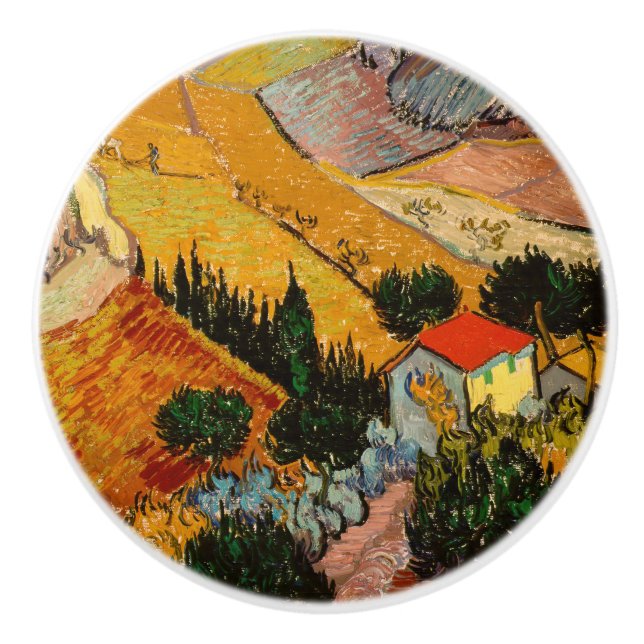 Vincent van Gogh - Landscape, House and Ploughman Ceramic Knob (Front)