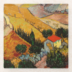 Vincent van Gogh - Landscape, House and Ploughman Glass Coaster