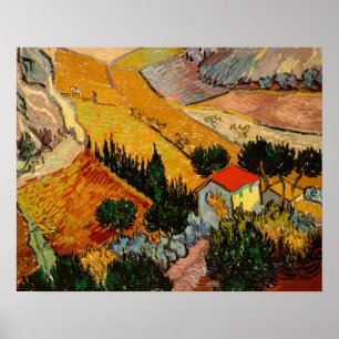 Vincent van Gogh - Landscape, House and Ploughman Poster