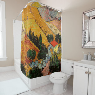Vincent van Gogh - Landscape, House and Ploughman Shower Curtain