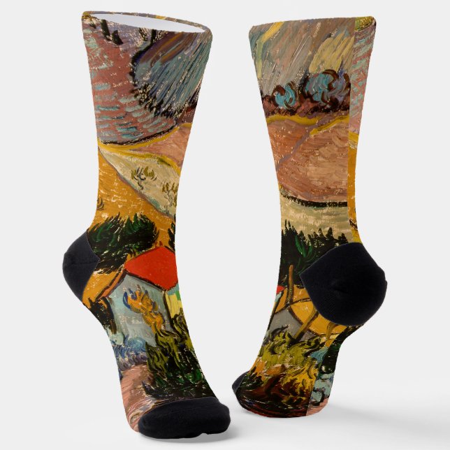 Vincent van Gogh - Landscape, House and Ploughman Socks (Angled)