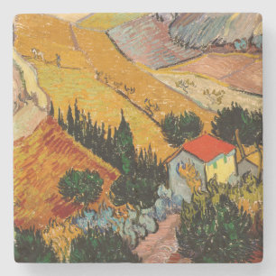 Vincent van Gogh - Landscape, House and Ploughman Stone Coaster