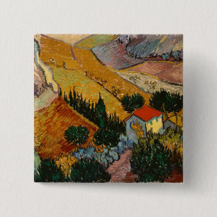 Vincent van Gogh Landscape w/ House & Ploughman 15 Cm Square Badge