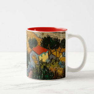 Vincent van Gogh Landscape w/ House & Ploughman Two-Tone Coffee Mug