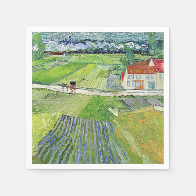 Vincent van Gogh - Landscape with Carriage & Train Napkin (Front)