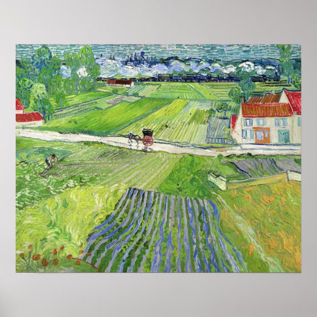 Vincent van Gogh - Landscape with Carriage & Train Poster (Front)